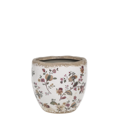 Nancy Planter w. floral motif H13/D15 cm cream