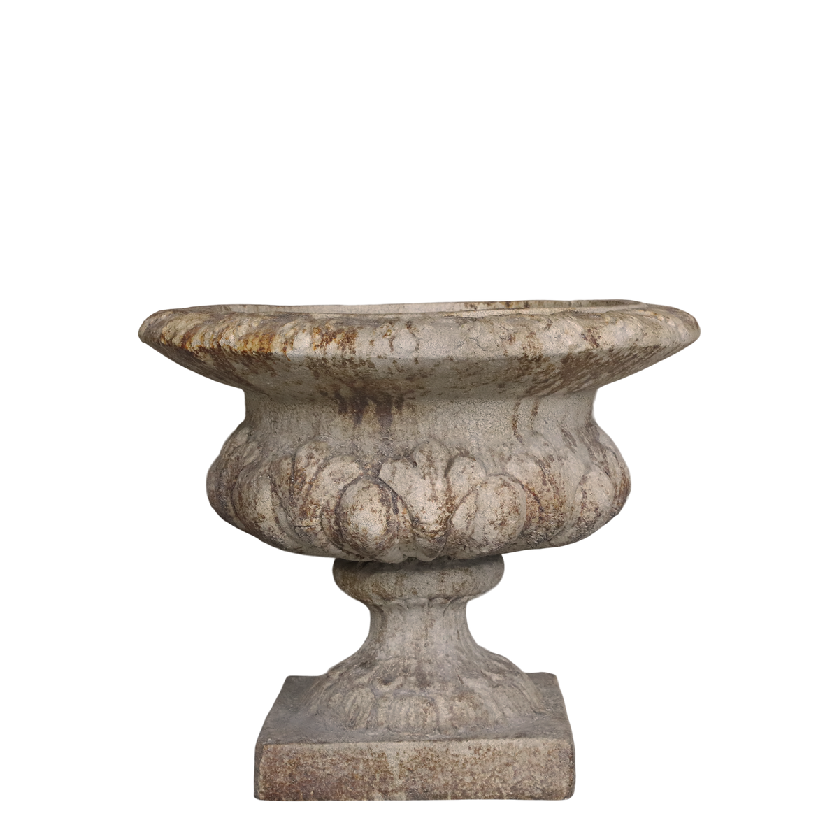 Planter w. décor for deco H47/D57 cm antique cream