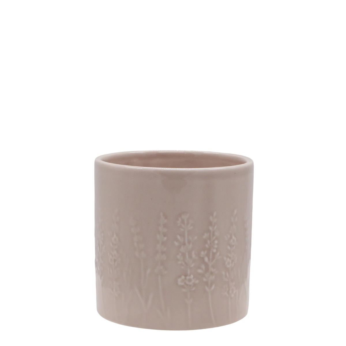 Fayence Planter w. flowers H10.5/D10.5 cm taupe