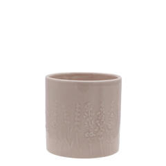 Fayence Planter w. flowers H10.5/D10.5 cm taupe