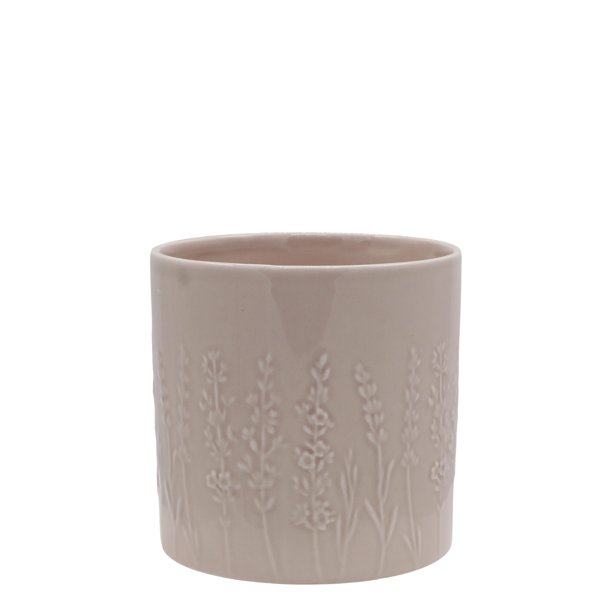 Fayence Planter w. flowers H13/D13 cm taupe