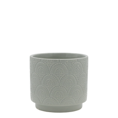 Fayence Planter w. pattern H10/D11 cm verte