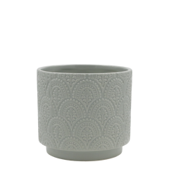 Fayence Planter w. pattern H13/D14 cm verte