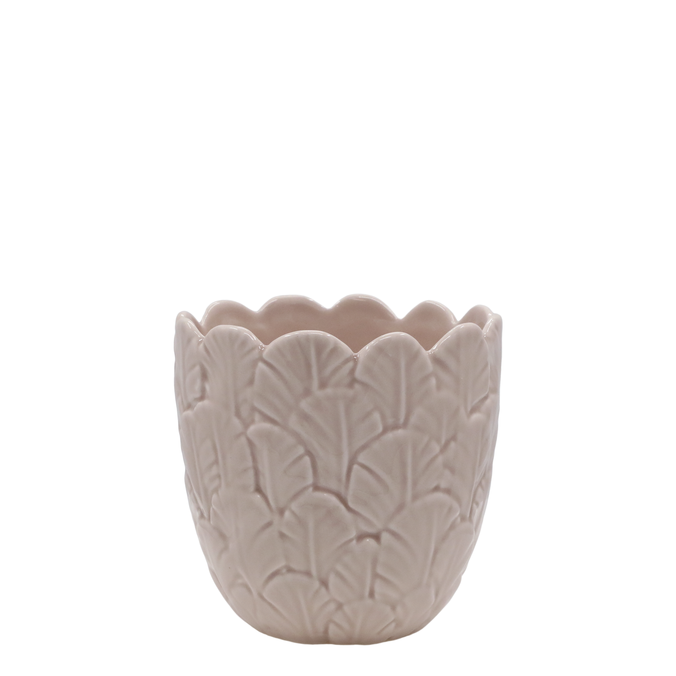 Fayence Planter w. flowers H10.5/D10.5 cm taupe