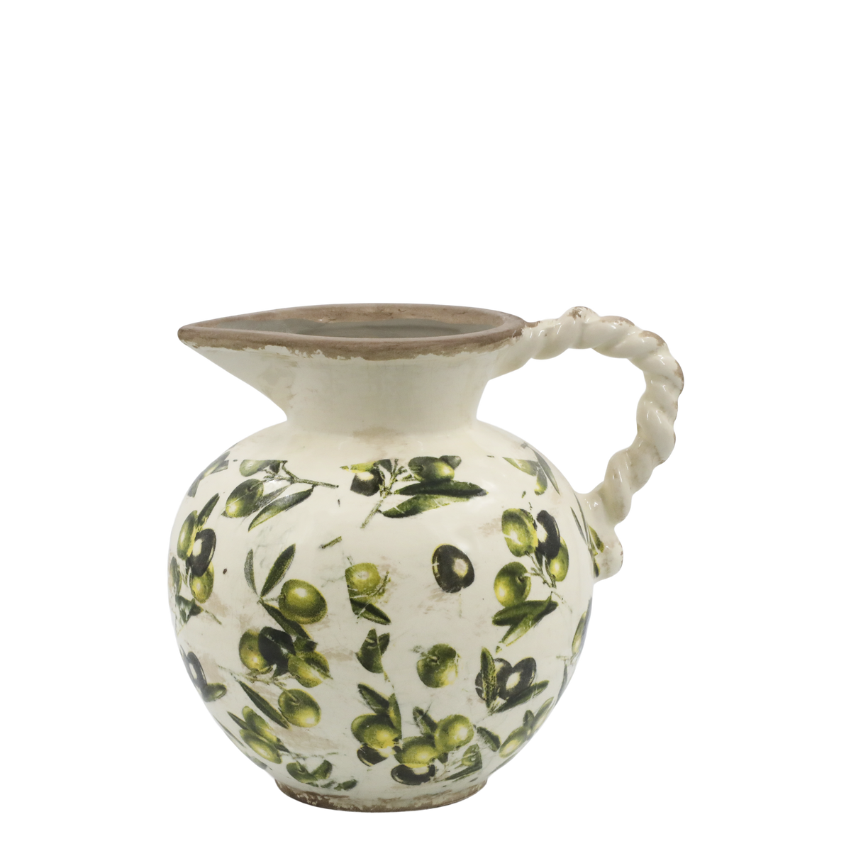 Olive Jug w. olive pattern H18.5/D20.5 cm cream