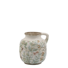 Maxime Jug w. flower pattern H13/D13 cm cream