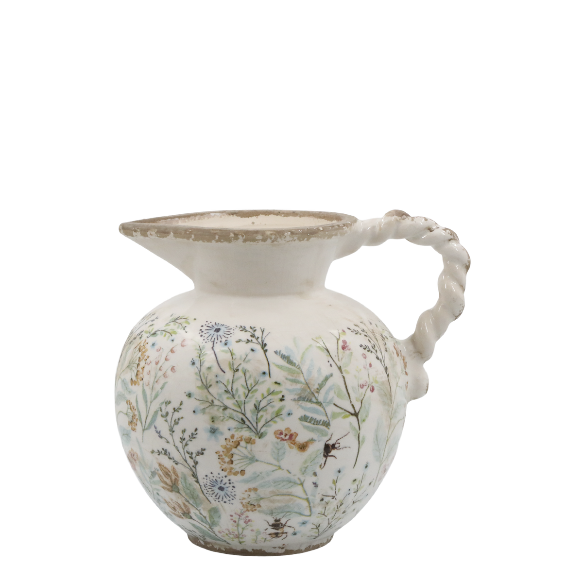 Maxime Jug w. flower pattern H18.5/D20.5 cm cream