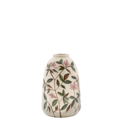 Vase w. floral motif H26/D17 cm cream