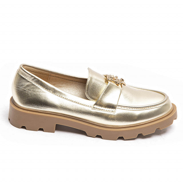 Guld loafers med bling bamse spænde