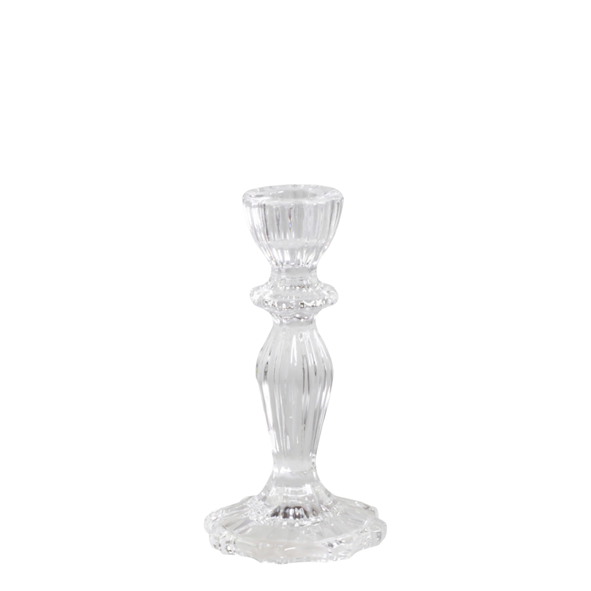 Candlestick w. lace edge H15.5/D8 cm Clear