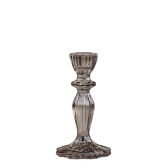 Candlestick w. lace edge H15.5/D8 cm mocca