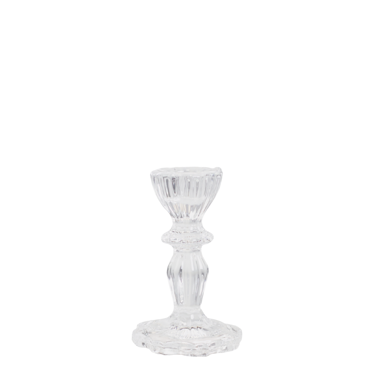 Candlestick w. lace edge H10/D7 cm Clear