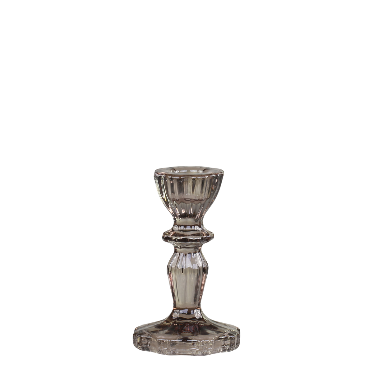 Candlestick w. lace edge H10/D7 cm mocca