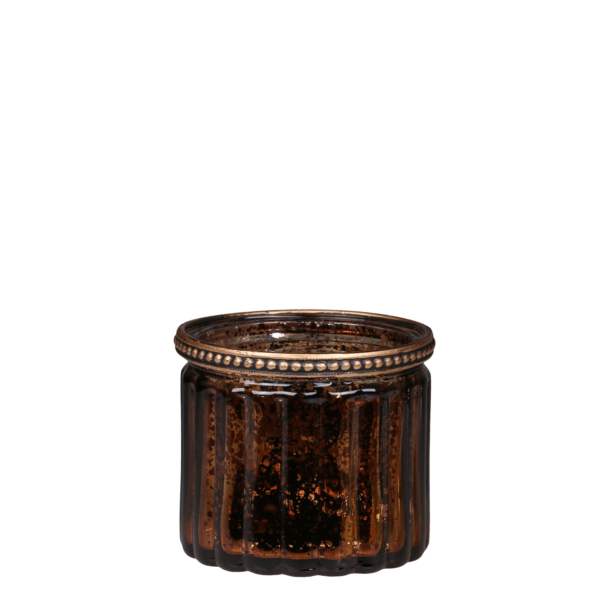 Tealight holder w. pearl edge H7.5/D8.5 cm antique mocca