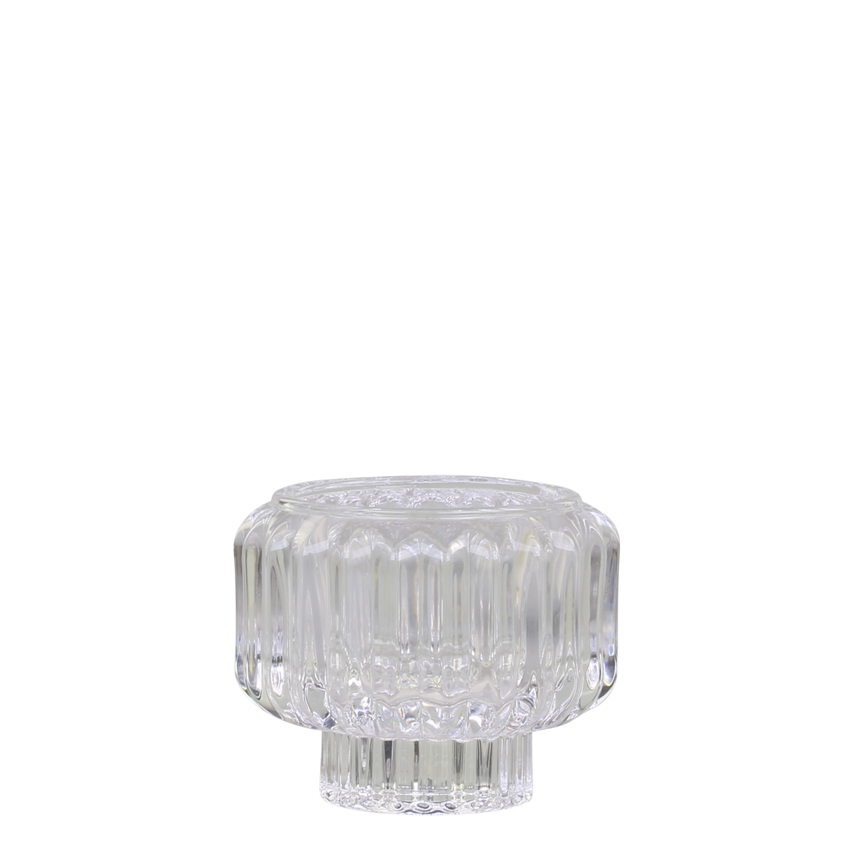 Tealight Holder w. grooves H6/D7 cm clear