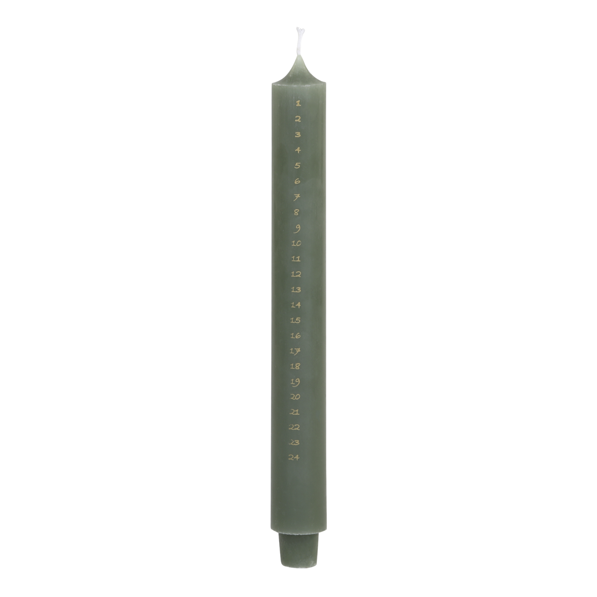 Advent Candle No. 1-24 w. gold print 20 h H29/D3 cm olive