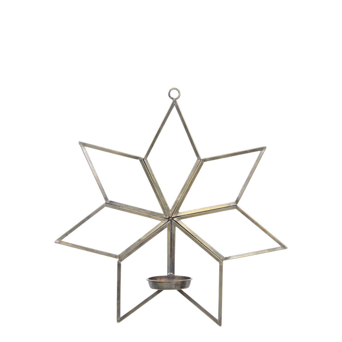 Star for tealights w. wall mount H22.5/L23/W4.5 cm antique brass