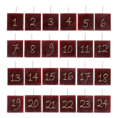 Advent Candle 24 pcs. 5 h H3.5/L3.5/W3.5 cm antique cherry