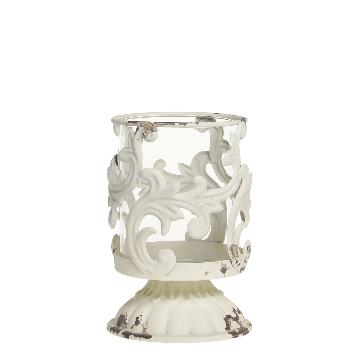 Hurricane w. décor H15/D10 cm antique cream