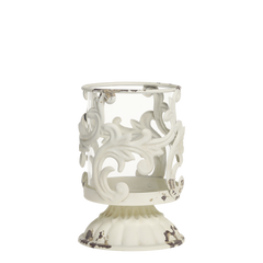 Hurricane w. décor H15/D10 cm antique cream