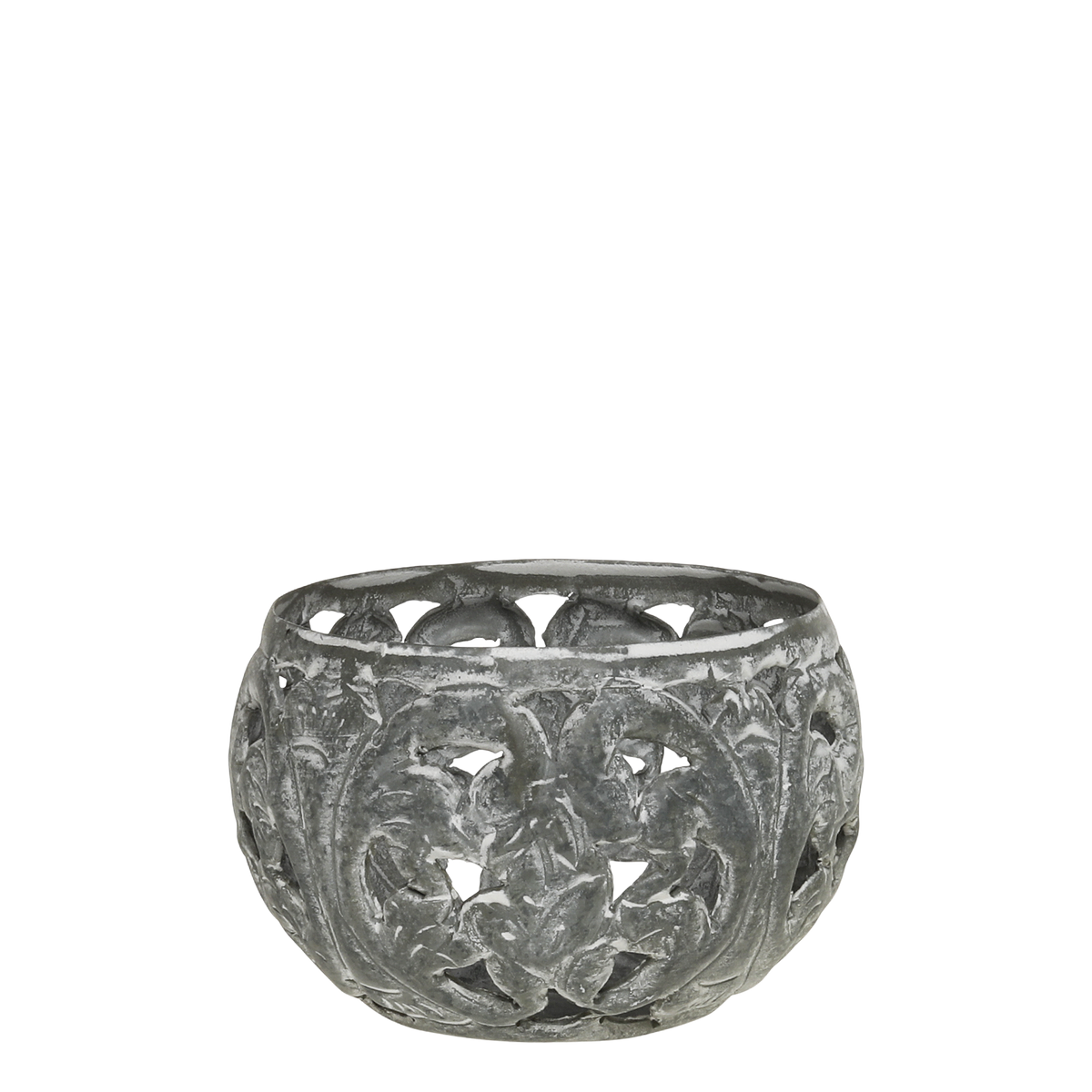 Tealight Holder w. pattern H7.5/D10 cm antique zinc