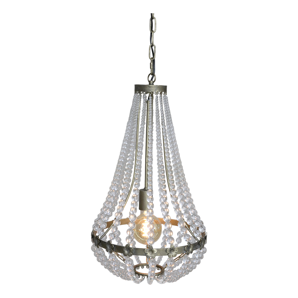 French Chandelier w. glass prisms H60/D35.5 cm brass