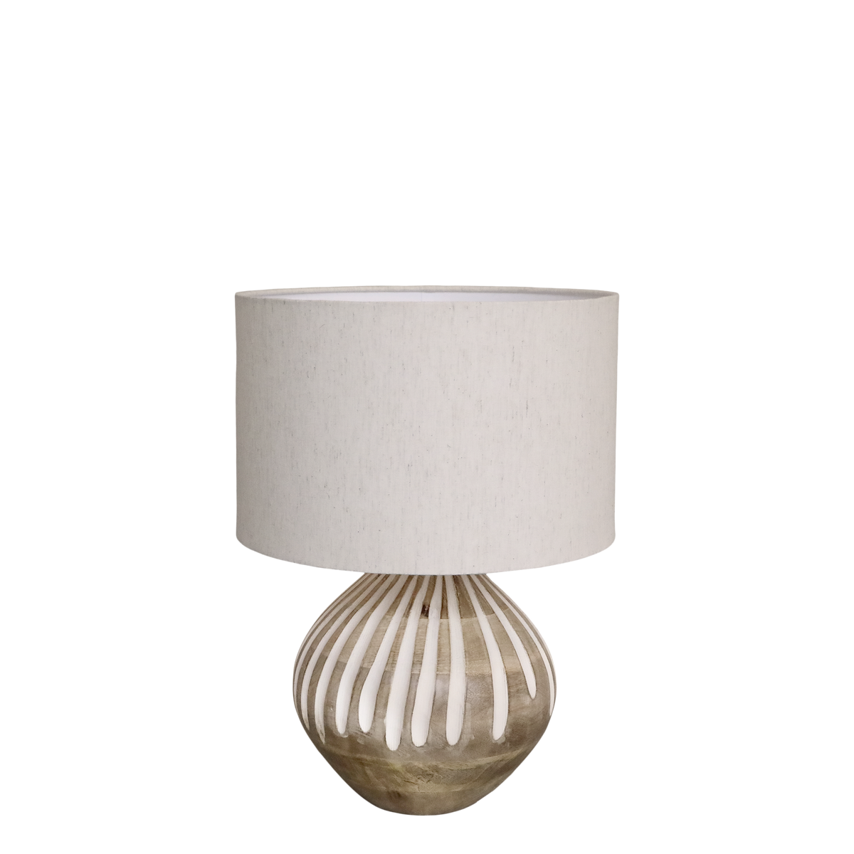 Table Lamp w. pattern & linen lampshade H43.5/D31 cm nature