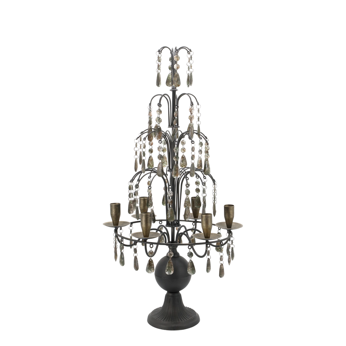 Fransk Lysestage m. prismer, H70/L35,5/B31,5 cm antique mocca by Chic Antique