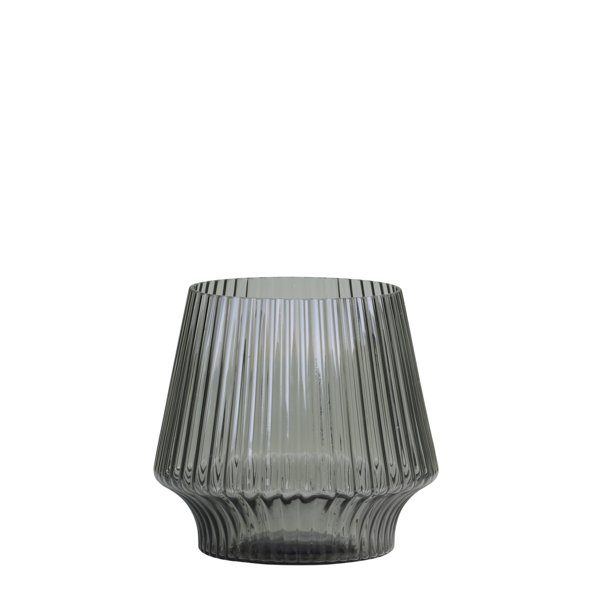 Vase med riller 17x17 cm Kullig grå by Chic Antique
