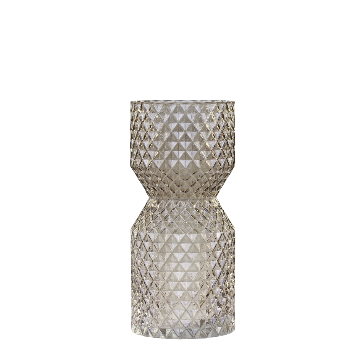 Vase w. diamond cut H27/D12 cm latte