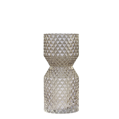 Vase w. diamond cut H27/D12 cm latte