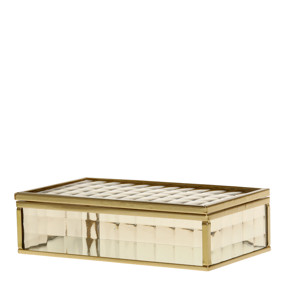 Box of frosted glass w. pattern H5/L18/W10 cm brass