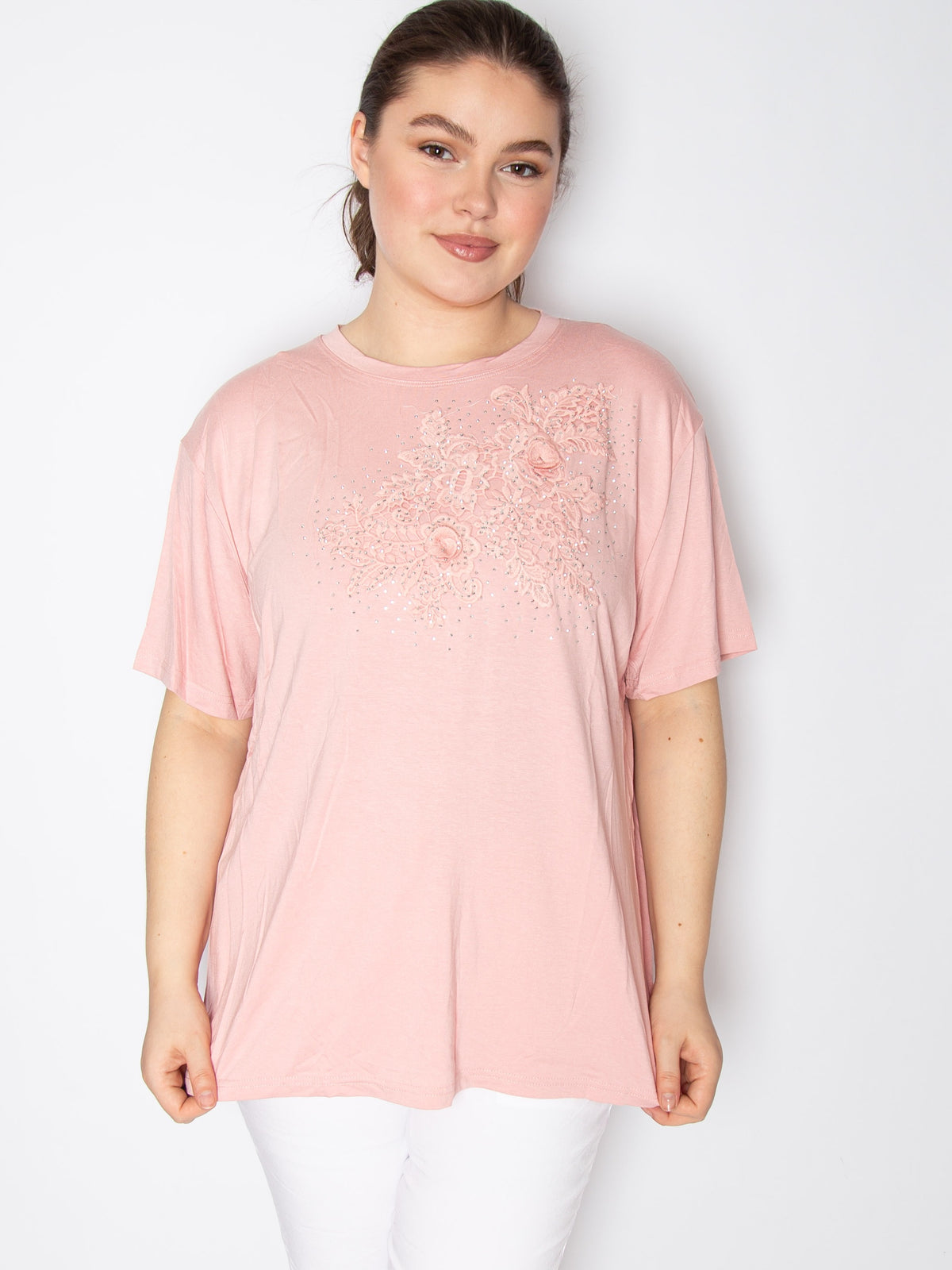 T-shirt med broderi blomst - ITFEB25