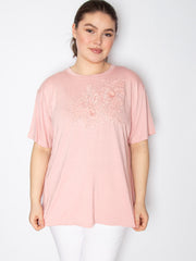 T-shirt med broderi blomst - ITFEB25