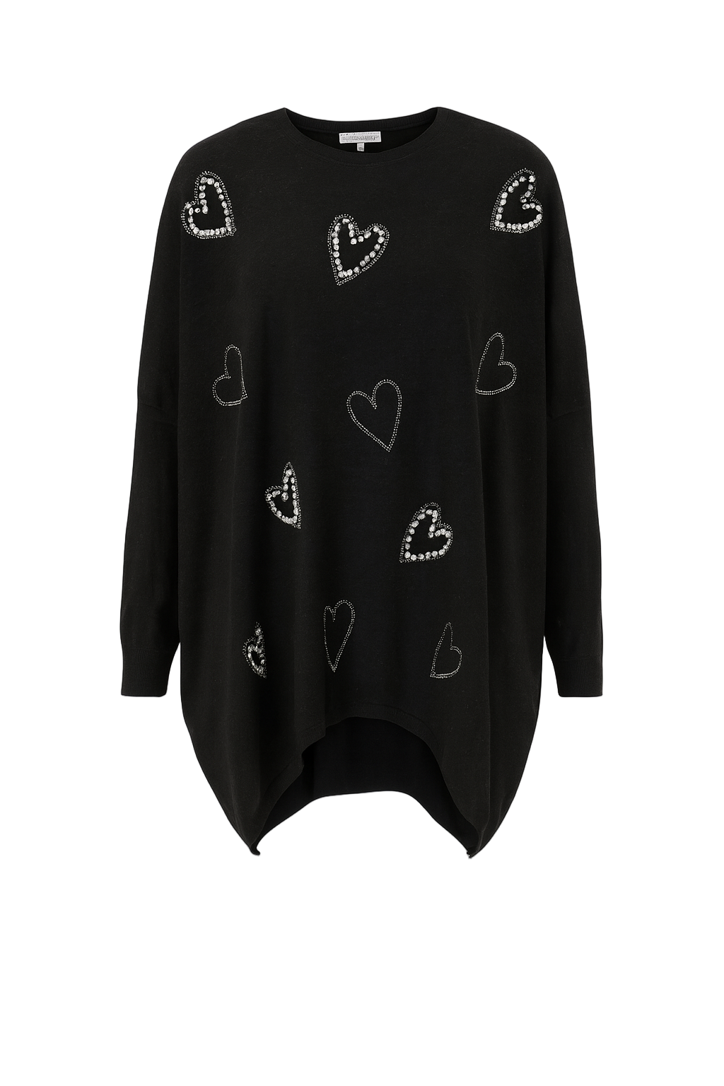 Oversize strik med bling hjerter - str. 38-48 by Krone 1