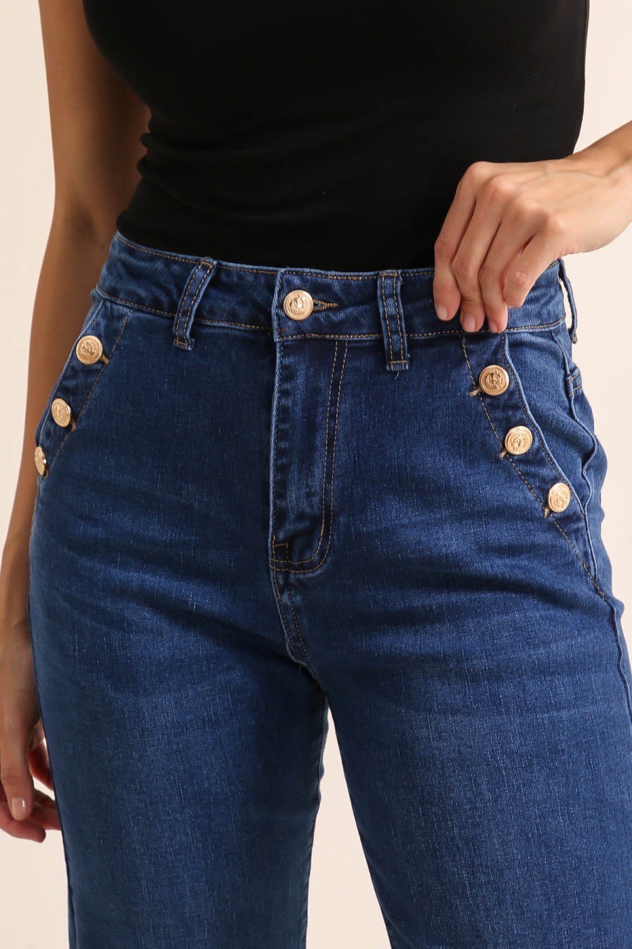 Vidde jeans med guldknapper small size