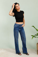 Wideleg jeans med firkantet bling darkwash by G-Smack