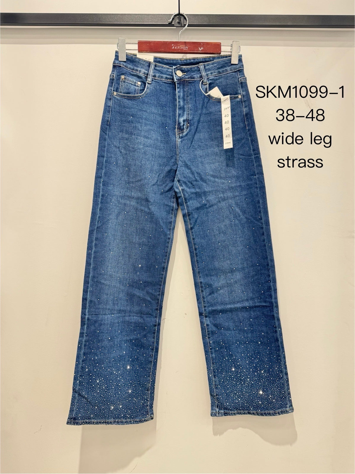 Wideleg jeans med bling bund darkwash by G-Smack