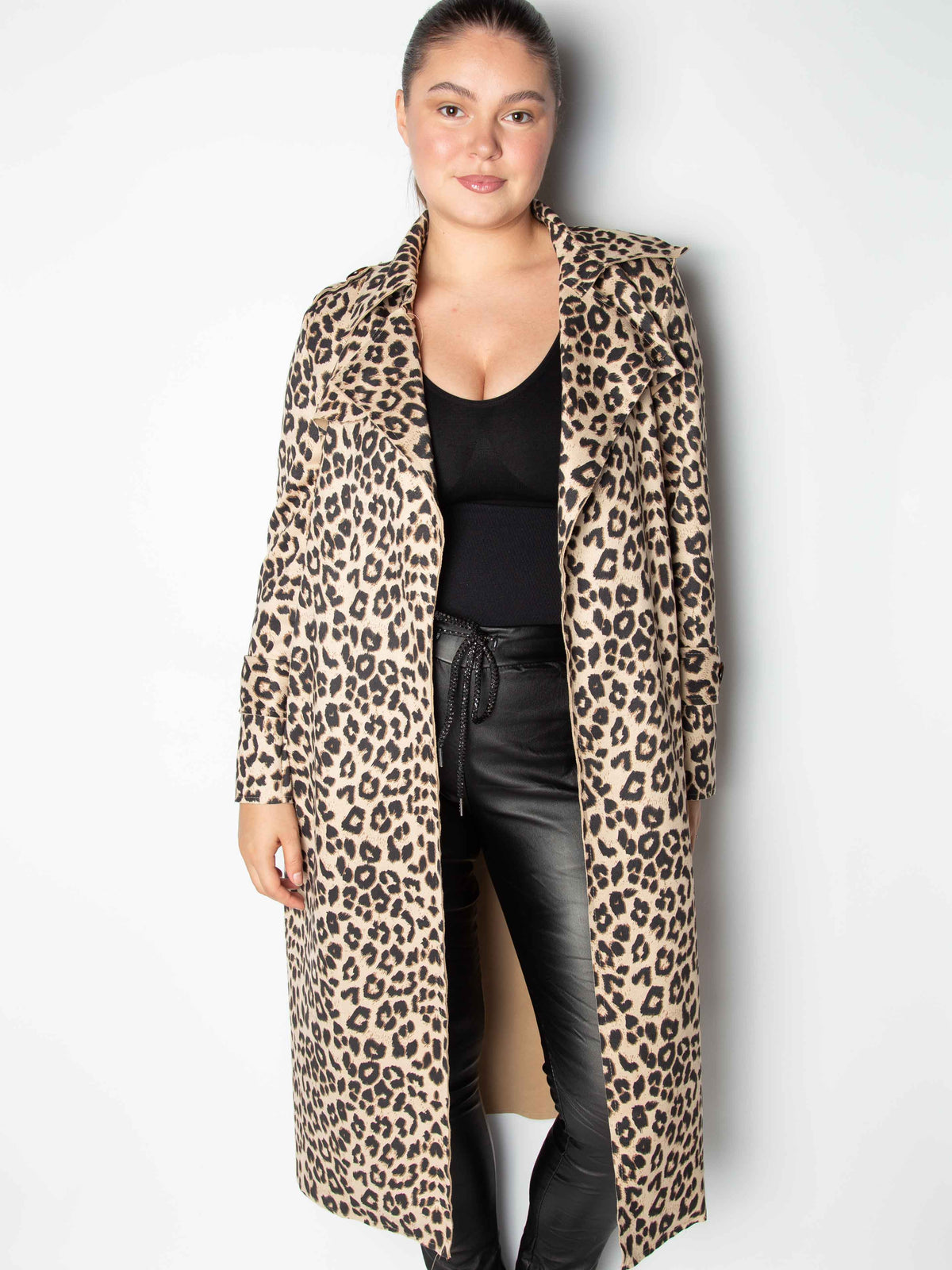 Lang leopard ruskindslook frakke - ITSEP24