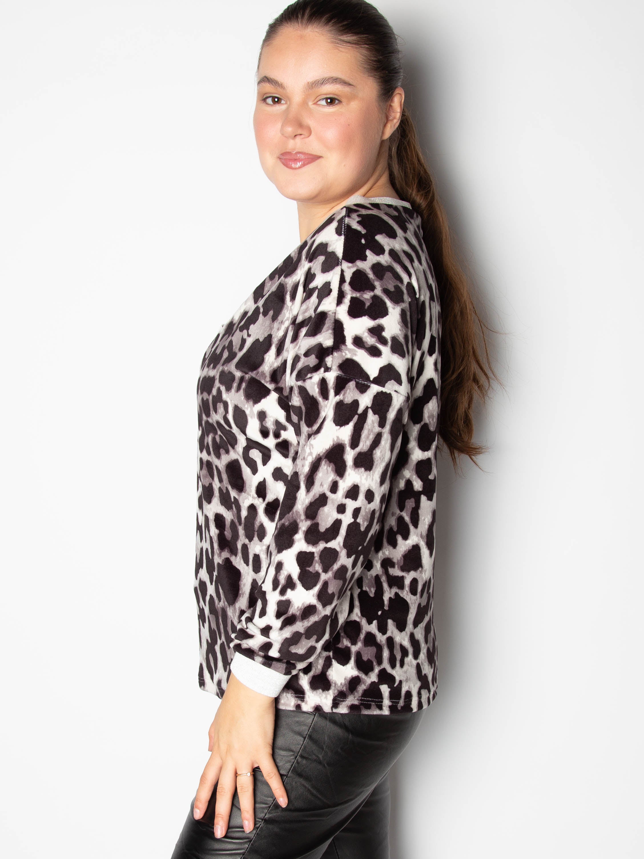 Leopard velour bluse - ITSEP24