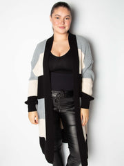 Stribet vamset strikcardigan - Ingen returret - ITSEP24