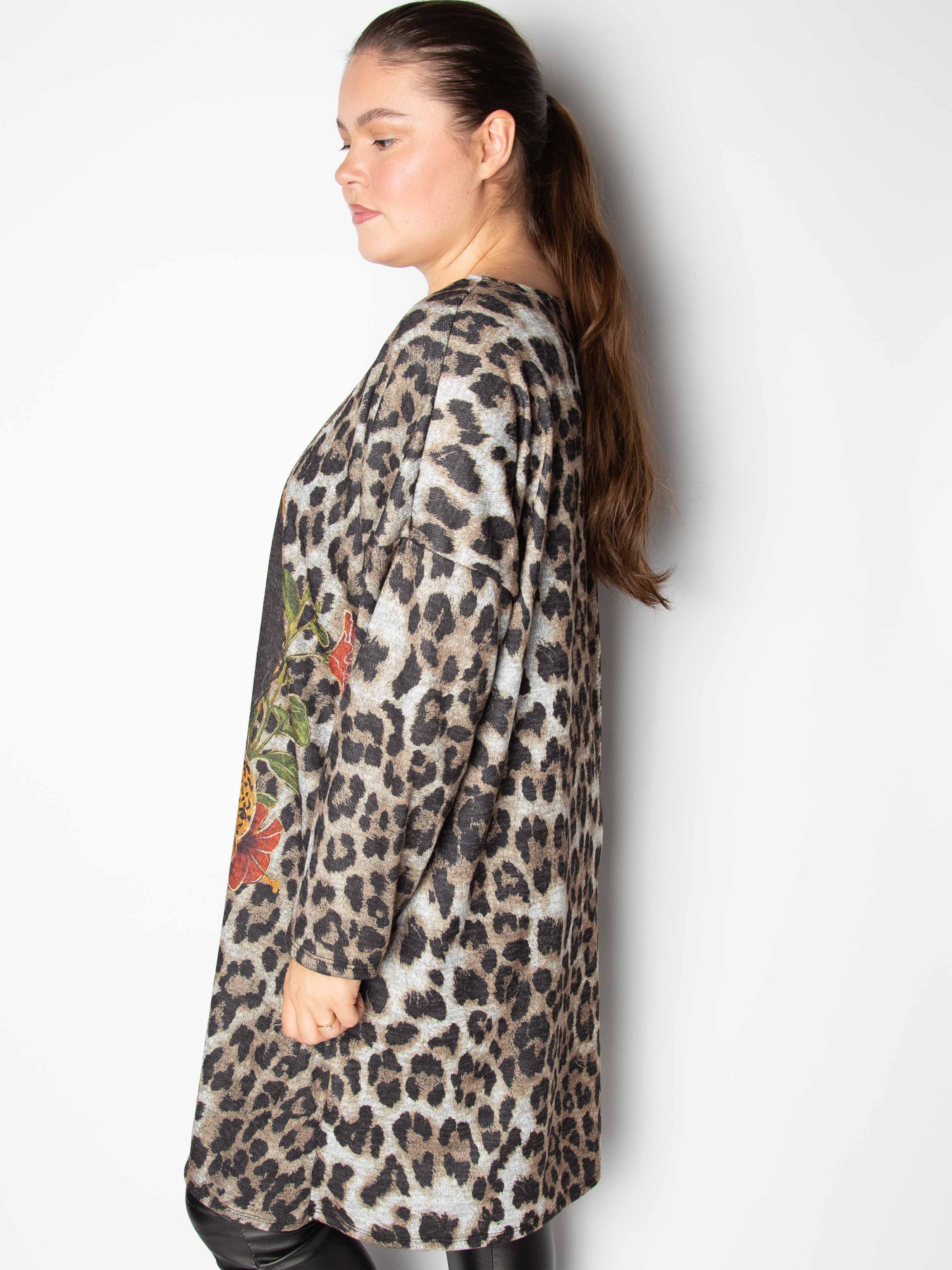 Leopard Strikkjole med tropisk print - ITSEP24