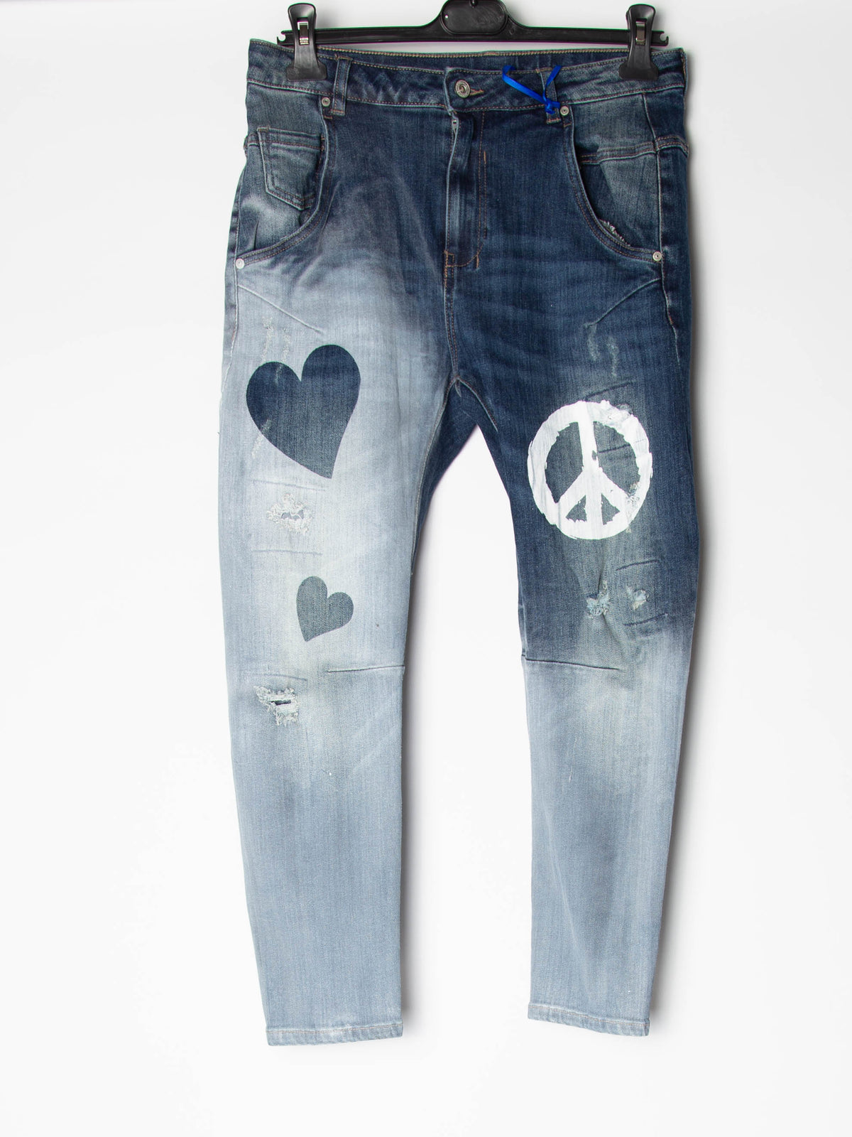 Jeans med hjerter og peace - ITSEP24