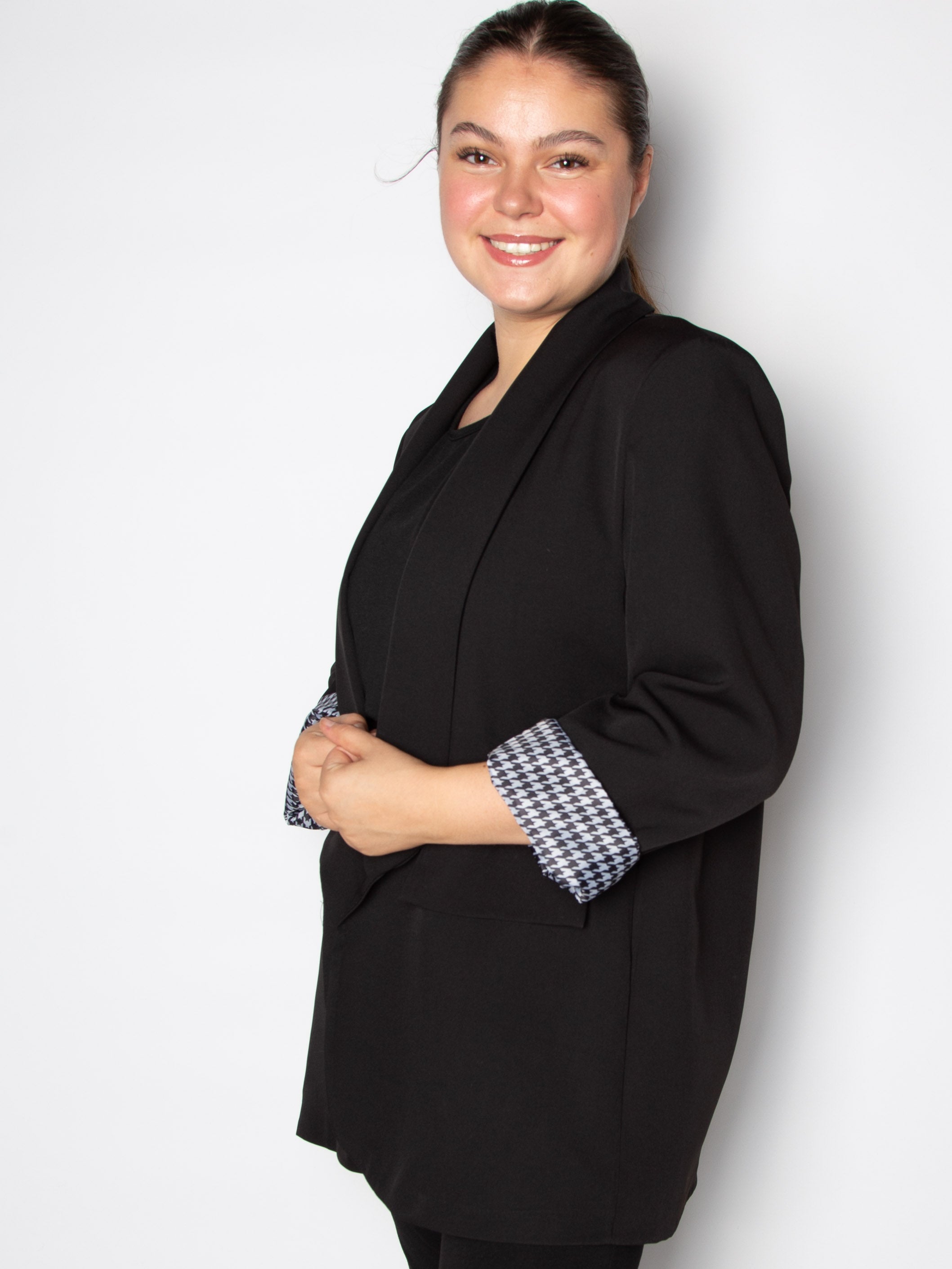 Sort blazer med ternet for - ITSEP24