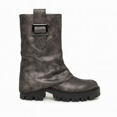 Chunky støvler med fold metallic look by Flyfor