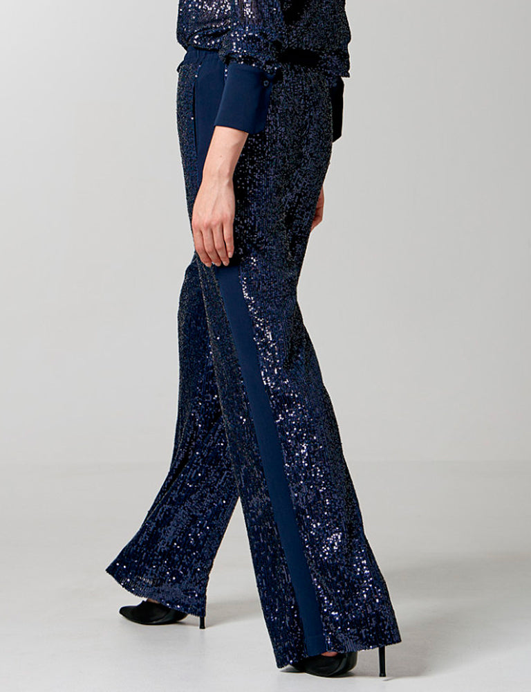 Access Fashion Sequin pants with side fabric