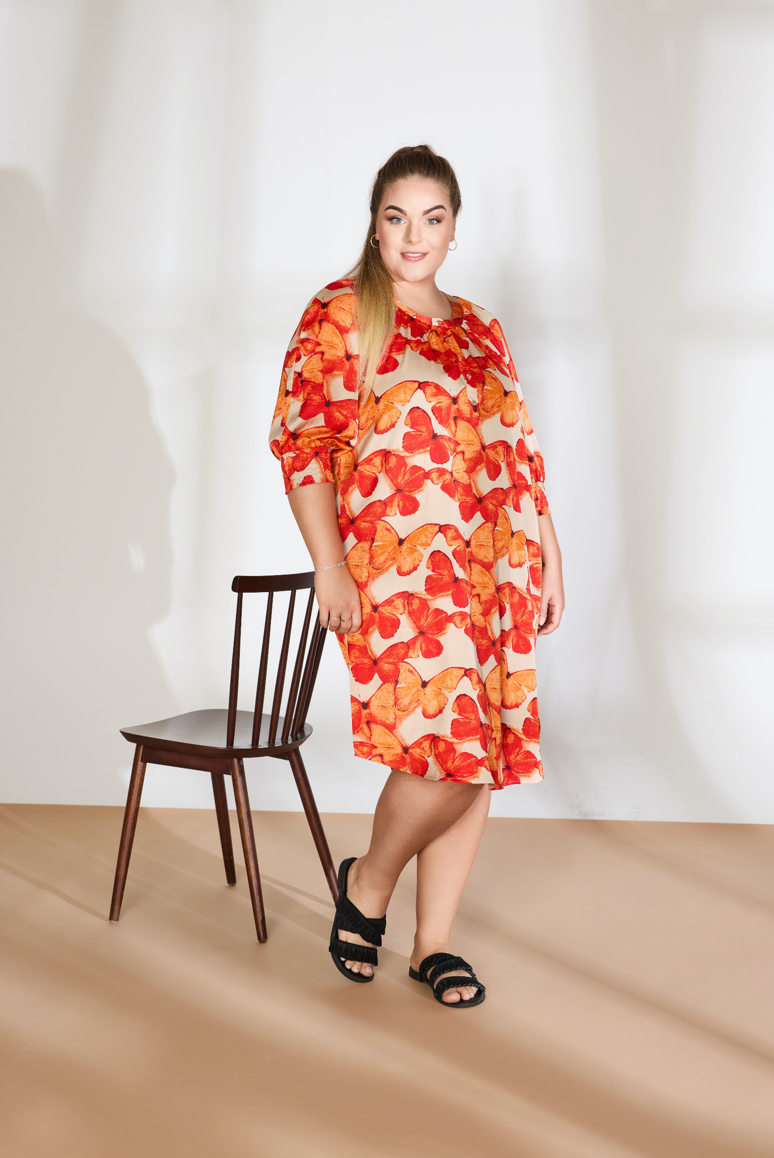 No. 1 By Ox Raglan dress 1/2 sleeves w smock cuffs by No. 1 By Ox