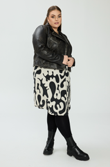 No. 1. By Ox Biker Jakke i Skind Sort Med Beige by No. 1. By Ox