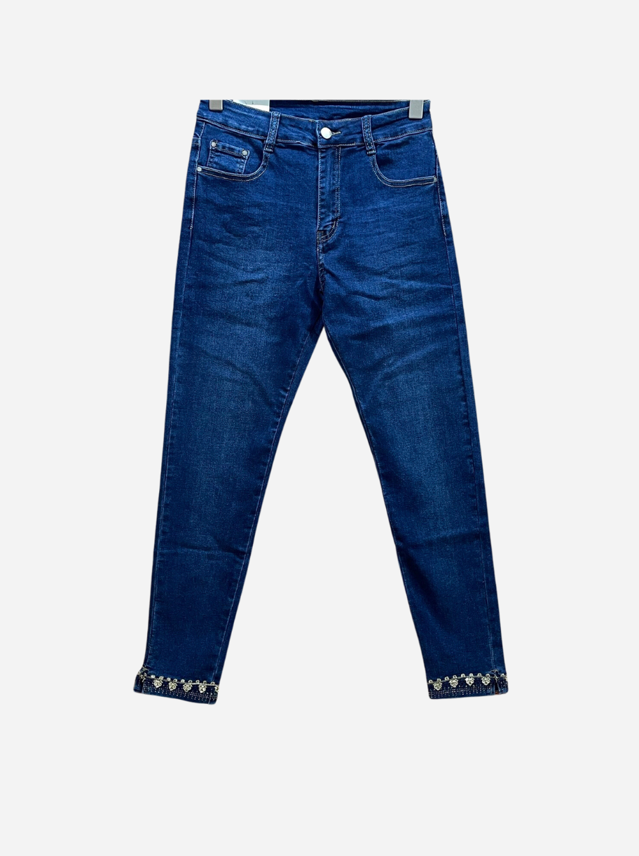 Jeans med bling blonde darkwash