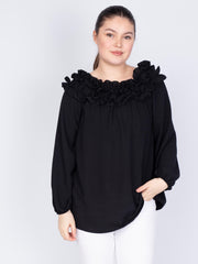 Bluse med flæsekant - Brystmål 130cm